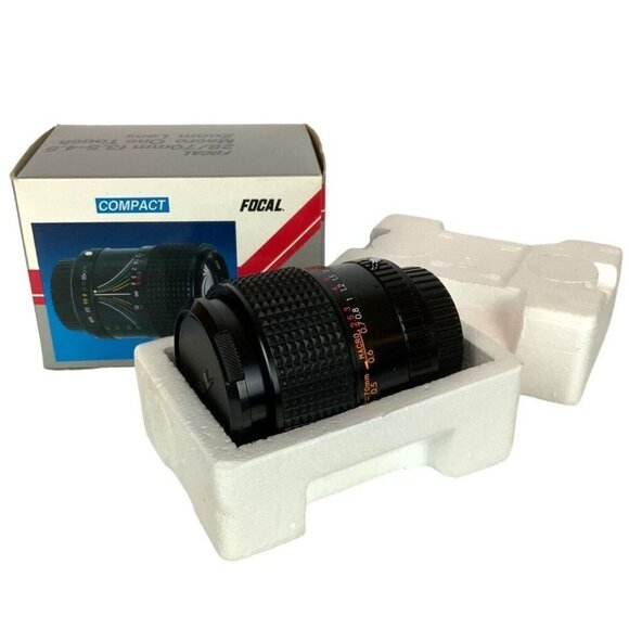 Vintage Focal 28/70mm f3.5-4.5 Macro One Touch Zoom Lens Original Box - Picture 1 of 11